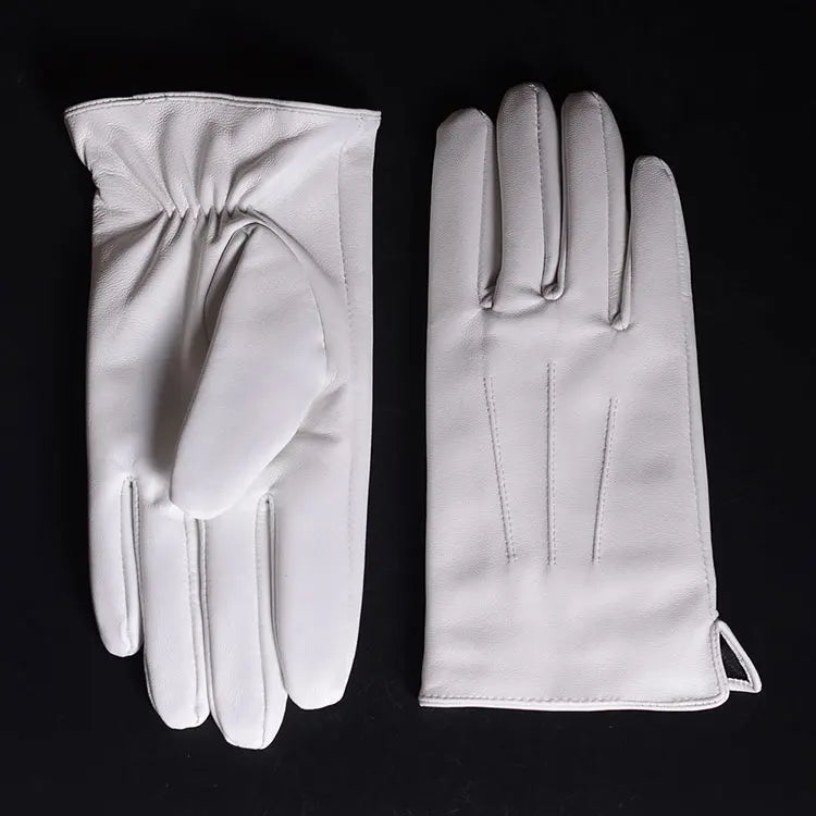 DRAVEN — White Leather Gloves – Men’s Elegant Performance Style