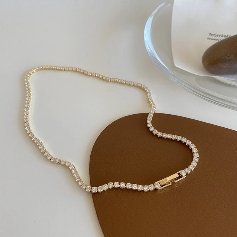 DRAVEN — 18K Gold-Plated Tennis Chain – Luxury Statement Choker