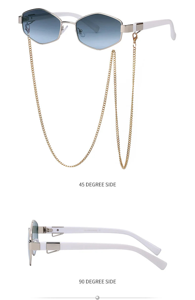 DRAVEN — Hexagon Sunglasses with Chain – Luxury Punk Design