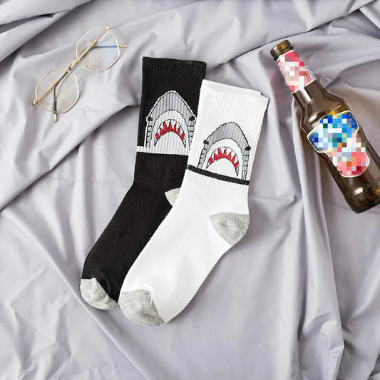 DRAVEN — Shark Print Crew Socks — Socks | DRAVEN