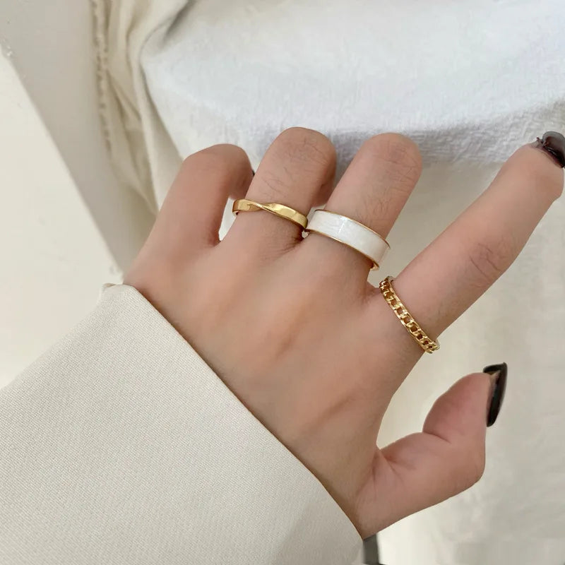 DRAVEN — Bohemian White Enamel Ring Set