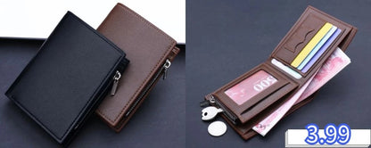 Genuine Leather Short Wallet Men Hasp Design – Elegant Men's Accessory | Accessorio Uomo Elegante