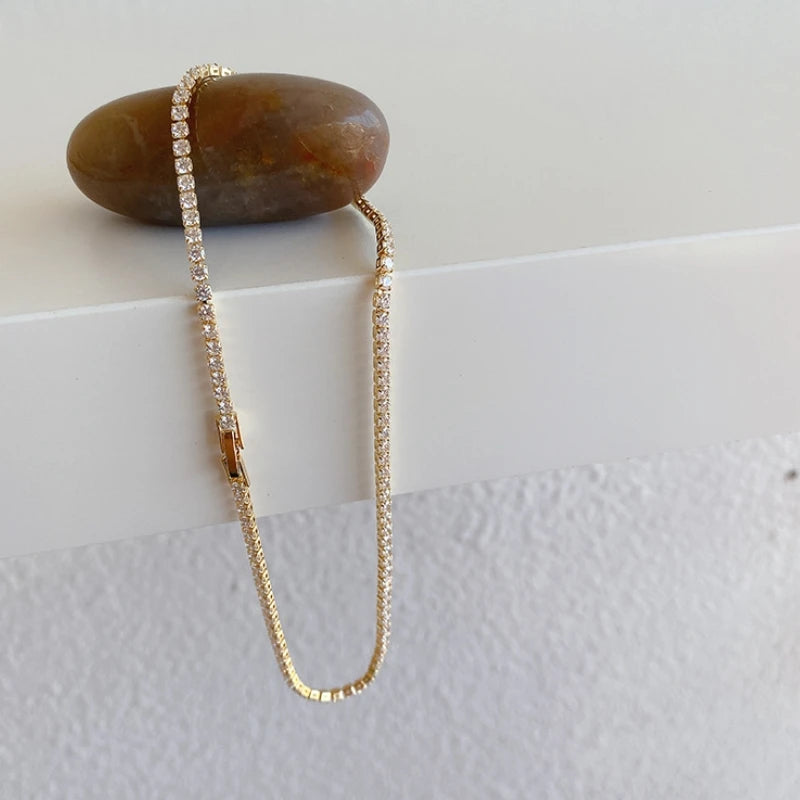 DRAVEN — 18K Gold-Plated Tennis Chain – Luxury Statement Choker