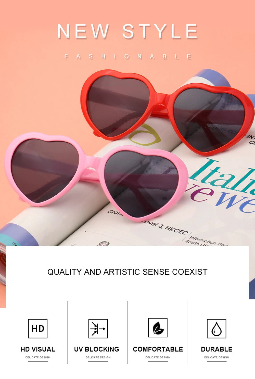 DRAVEN — Light-Reactive Heart Sunglasses – Color-Changing Love Shades