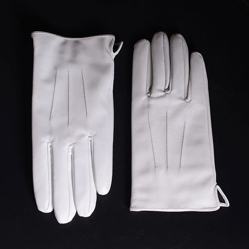 DRAVEN — White Leather Gloves – Men’s Elegant Performance Style