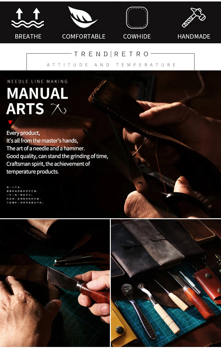 DRAVEN — Handmade Genuine Leather Bifold Wallet Unisex Short Card Holder