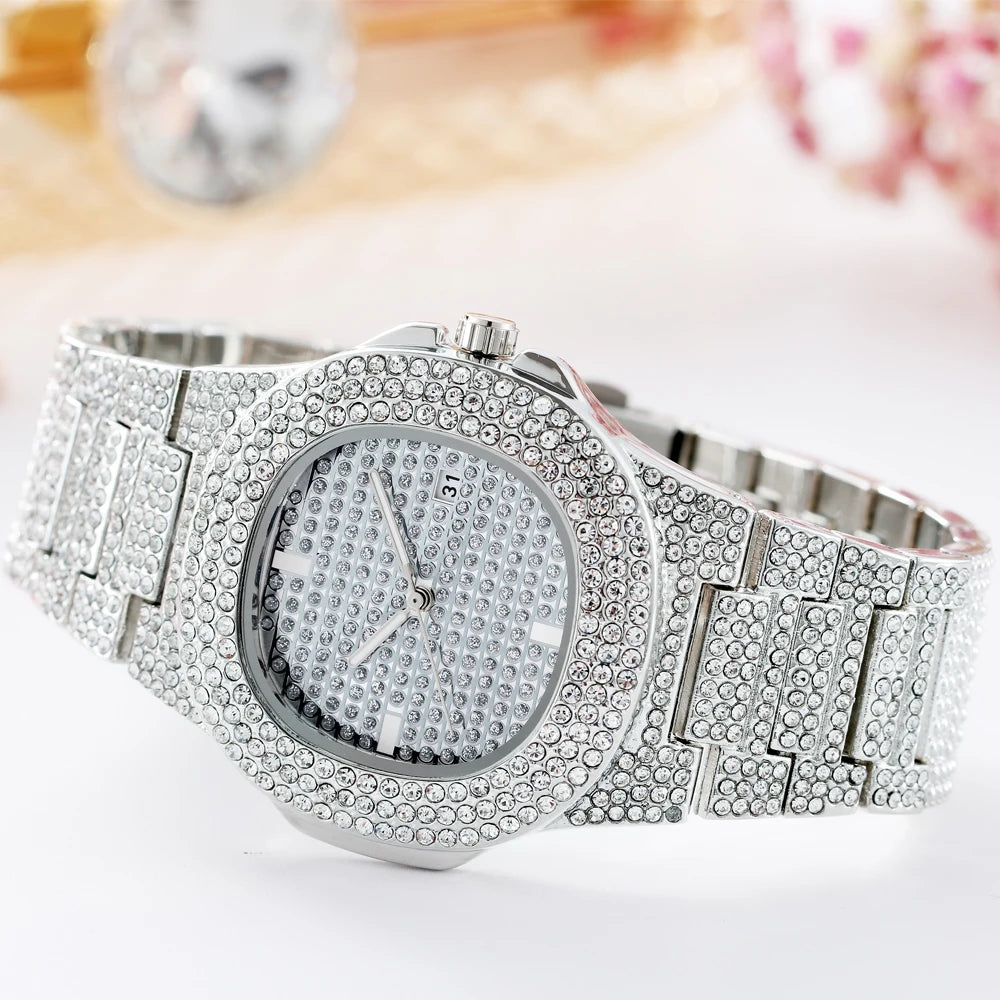 DRAVEN — Eternal Glow – Unisex Crystal-Accented Stainless Steel Watch