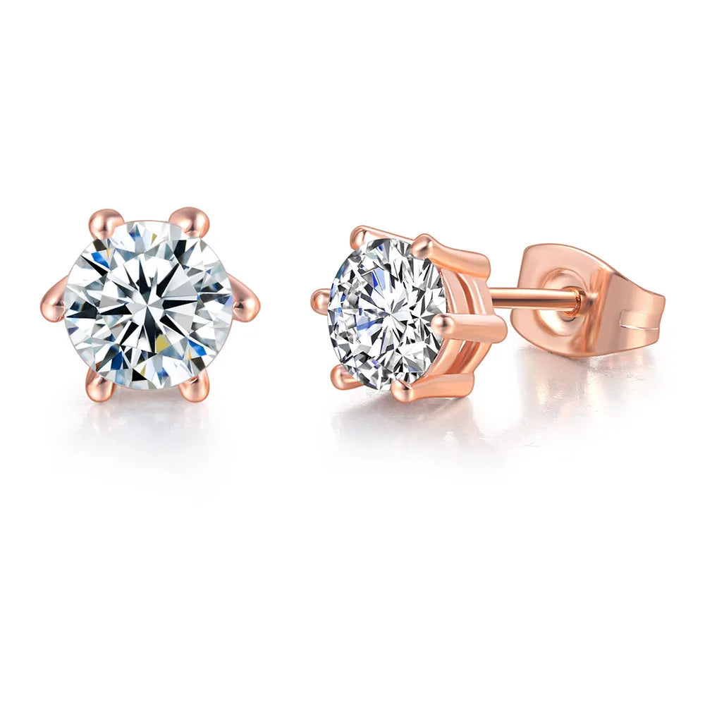 DRAVEN — Clear Zircon Six Claw Stud Earrings