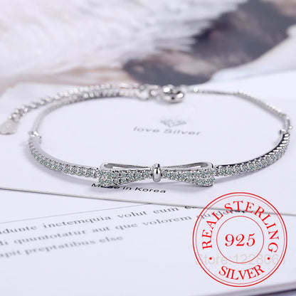 925 Sterling Silver Bowknot Tennis Bracelet – Elegant Men's Accessory | Accessorio Uomo Elegante