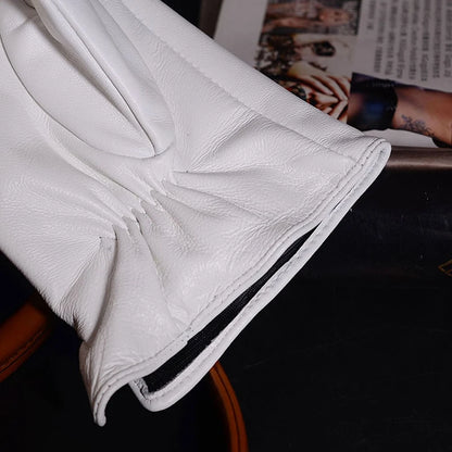 White Leather Gloves – Men’s Elegant Performance Style