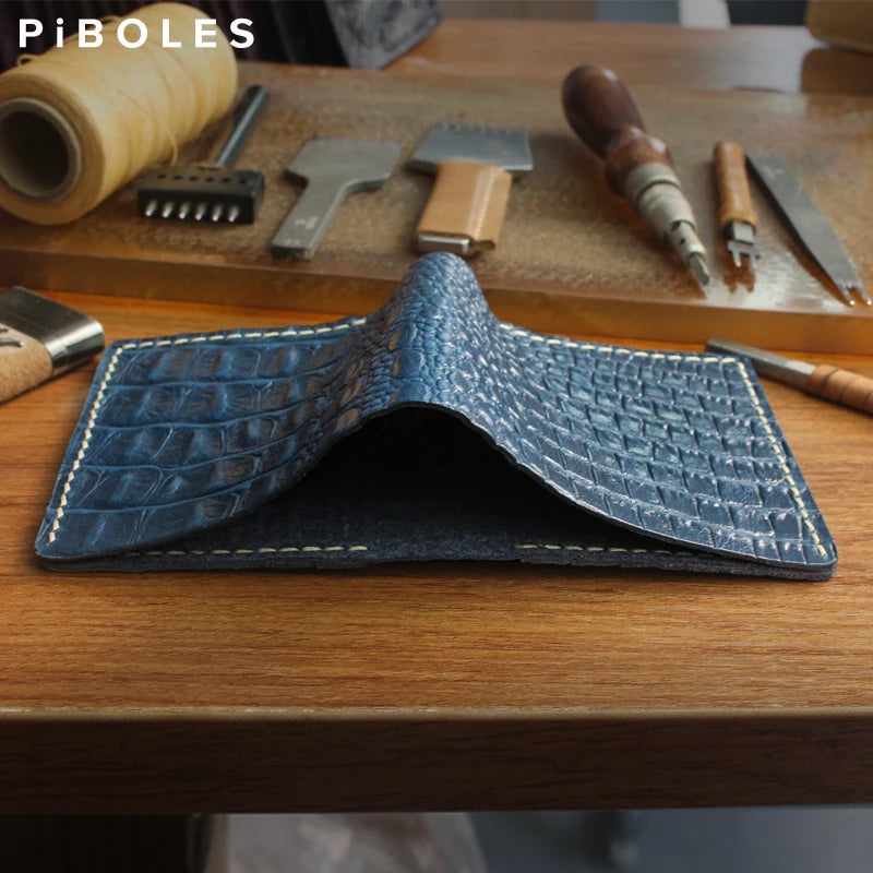 DRAVEN — Handmade Genuine Leather Bifold Wallet Unisex Short Card Holder