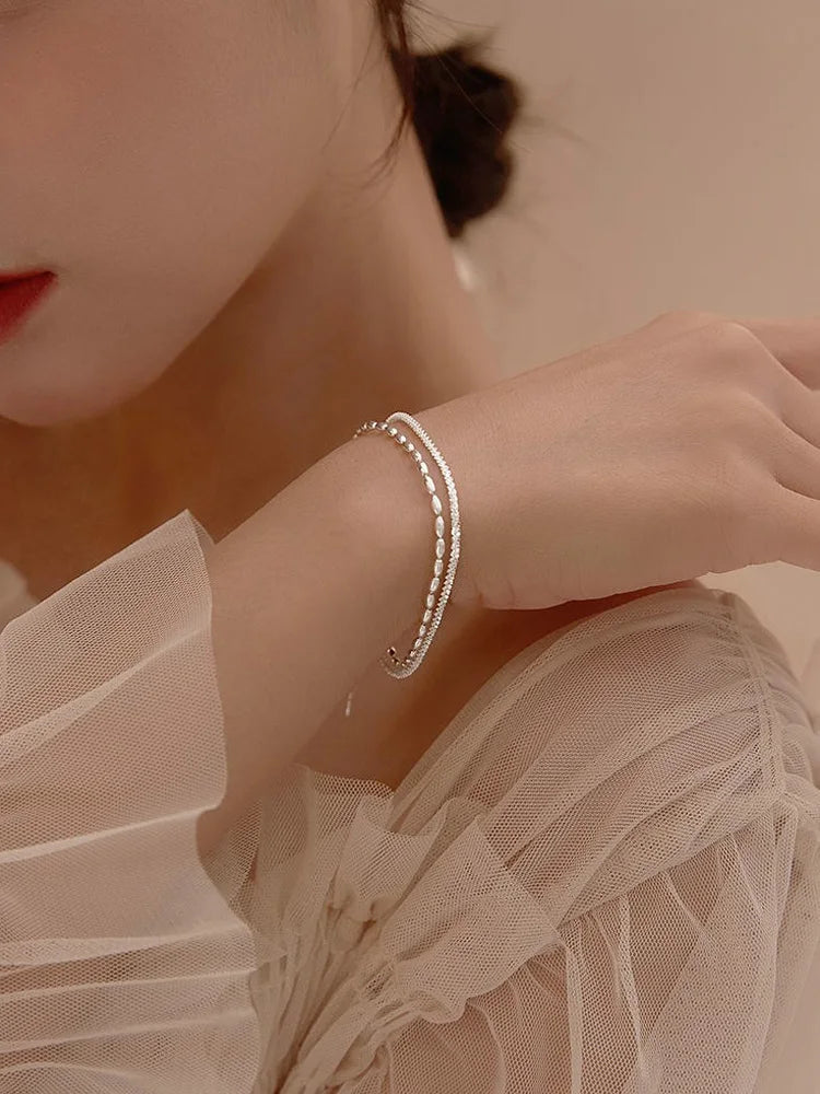 925 Sterling Silver Double Layer Beaded Bracelet – Elegant Men's Accessory | Accessorio Uomo Elegante