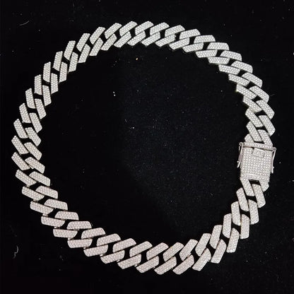 20mm Rhombus Cuban Chain Necklace – Bold Steel Statement Piece – Elegant Men's Accessory | Accessorio Uomo Elegante