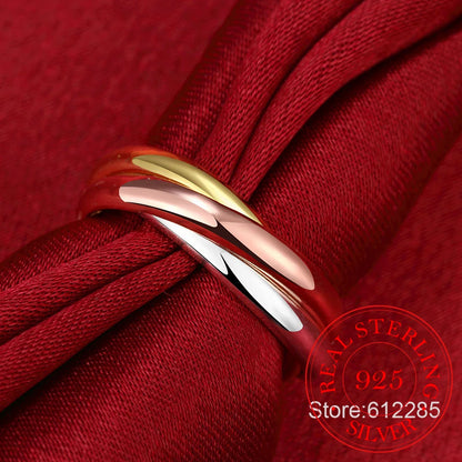 Triple Tone Sterling Silver Couple Ring – Elegant Men's Accessory | Accessorio Uomo Elegante