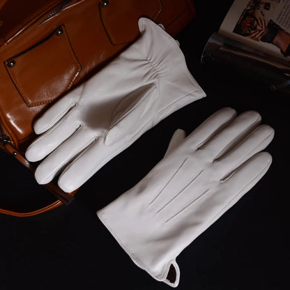 White Leather Gloves – Men’s Elegant Performance Style