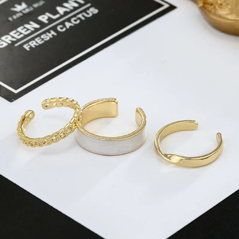 DRAVEN — Bohemian White Enamel Ring Set
