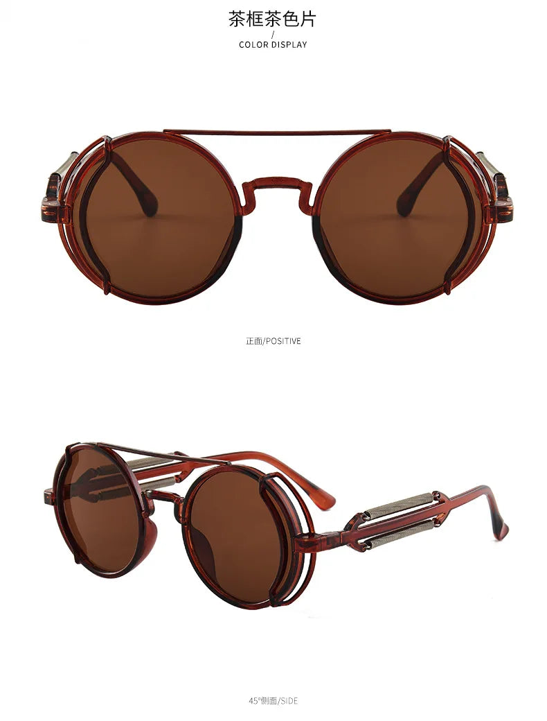 DRAVEN — Steampunk Round Sunglasses – Classic Gothic Design