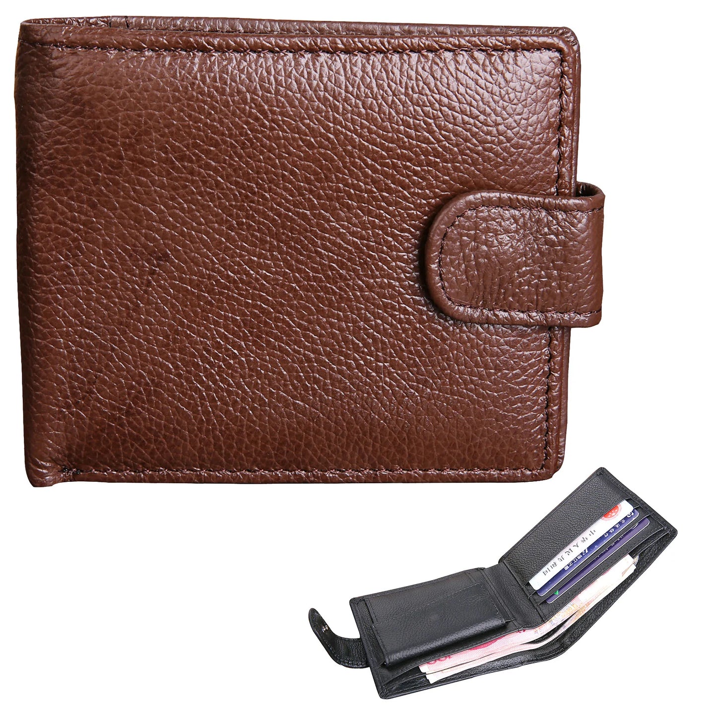 DRAVEN — Genuine Leather Short Wallet Men Hasp Design