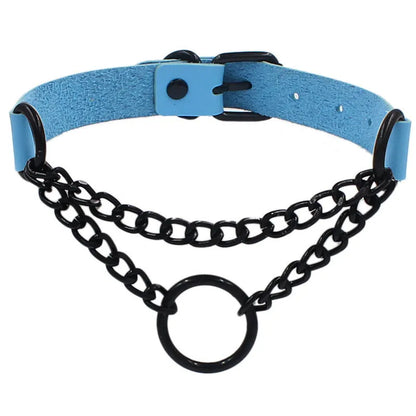 Black Layered PU Leather Choker – Gothic Punk Necklace for Men and Women