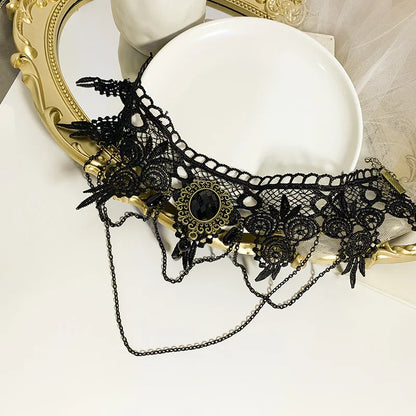 Elegant Rhinestone Lace Choker – Fashion Statement Necklace for Women