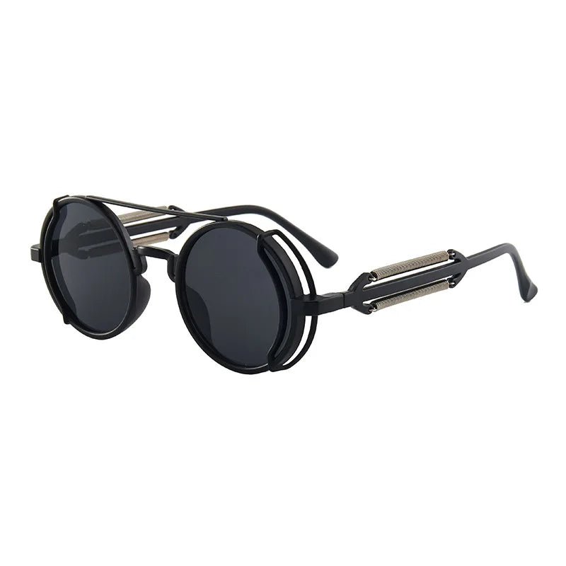 DRAVEN — Steampunk Round Sunglasses – Classic Gothic Design