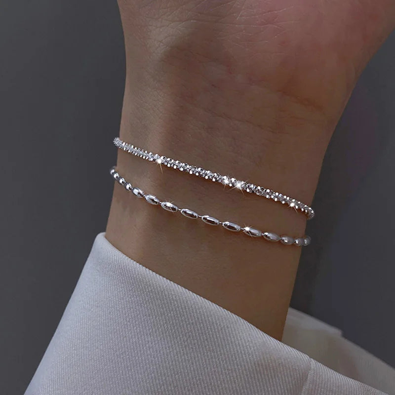 925 Sterling Silver Double Layer Beaded Bracelet – Elegant Men's Accessory | Accessorio Uomo Elegante