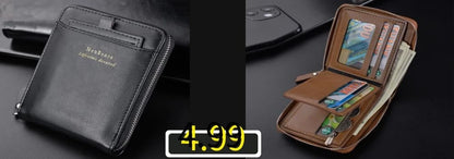 Genuine Leather Short Wallet Men Hasp Design – Elegant Men's Accessory | Accessorio Uomo Elegante