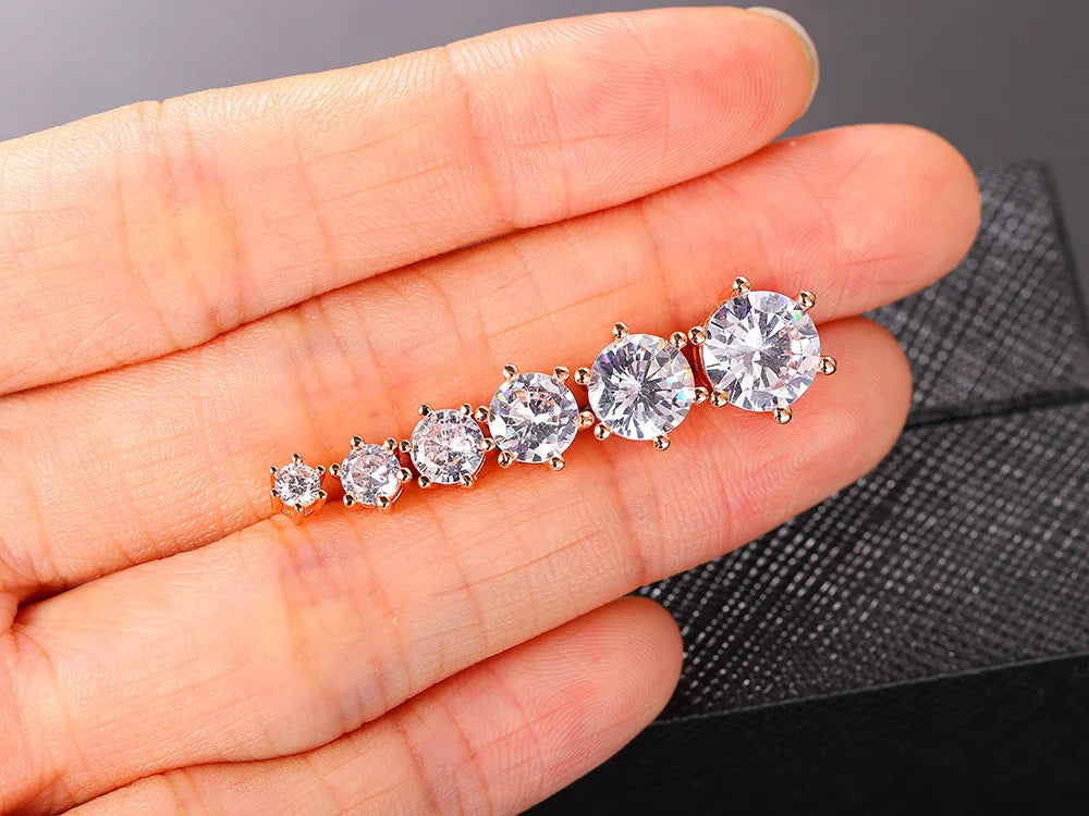 Clear Zircon Six Claw Stud Earrings – Elegant Men's Accessory | Accessorio Uomo Elegante