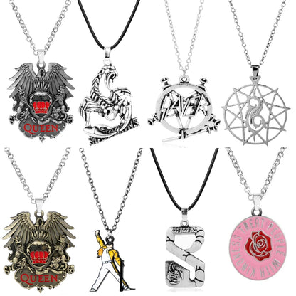 Punk Rock Band Necklace – Gothic Music Pendant Chain for Men and Women