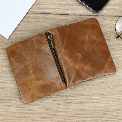 Genuine Leather Short Wallet Men Soft Card Holder