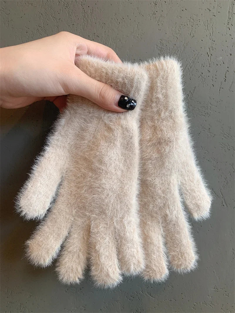 DRAVEN — Mink Velvet Winter Gloves – Plush Warm Street Style