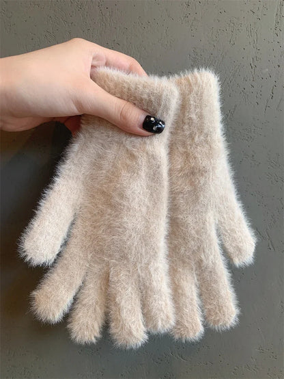Mink Velvet Winter Gloves – Plush Warm Street Style