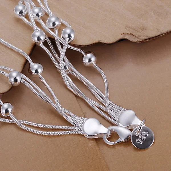925 Sterling Silver Beaded Chain Bracelet – Elegant Men's Accessory | Accessorio Uomo Elegante