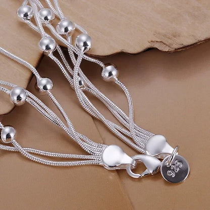 925 Sterling Silver Beaded Chain Bracelet – Elegant Men's Accessory | Accessorio Uomo Elegante