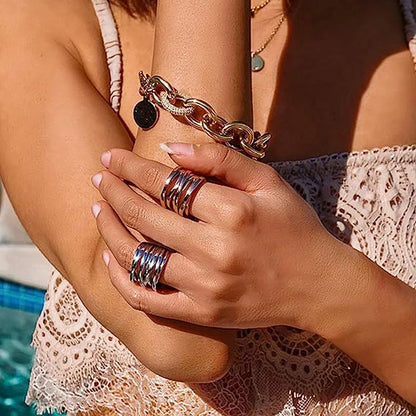 Modern Wide Metal Statement Ring – Elegant Men's Accessory | Accessorio Uomo Elegante