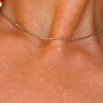 925 Sterling Silver Geometric Bead Choker – Delicate Shiny Necklace for Women – Elegant Men's Accessory | Accessorio Uomo Elegante