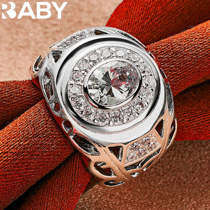 Large Zircon Sterling Silver Ring – Elegant Men's Accessory | Accessorio Uomo Elegante