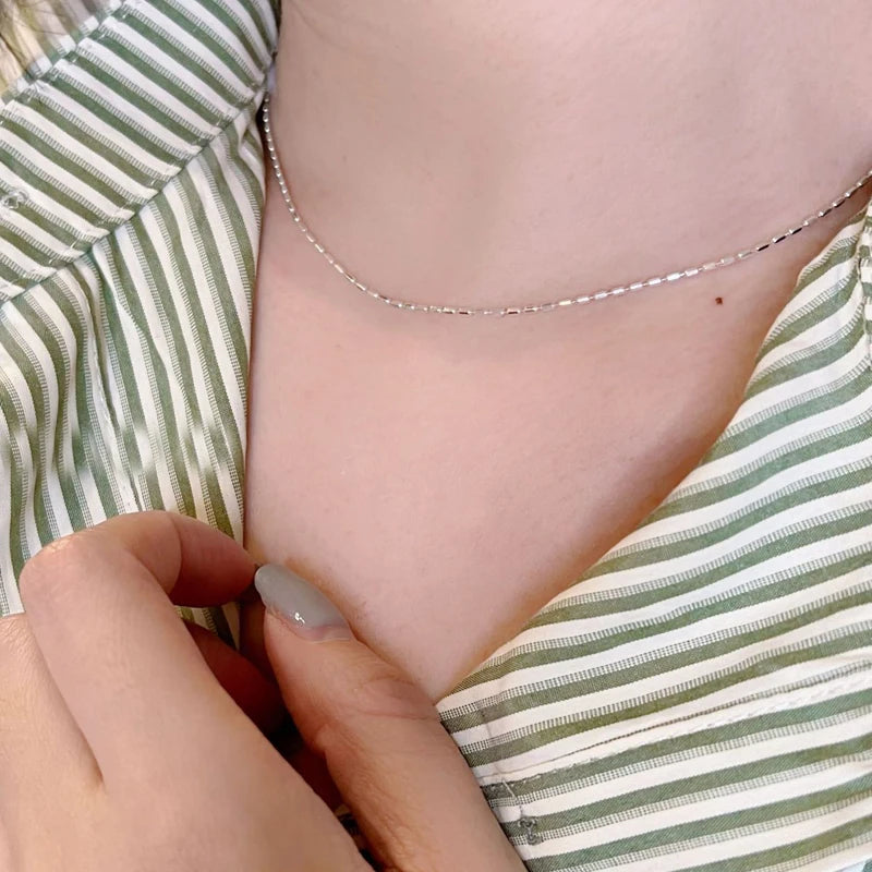 925 Sterling Silver Geometric Bead Choker – Delicate Shiny Necklace for Women – Elegant Men's Accessory | Accessorio Uomo Elegante