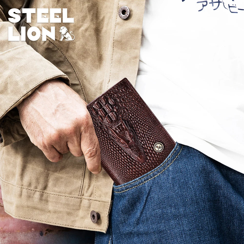 DRAVEN — Genuine Leather Crocodile Wallet Men Retro Large Capacity