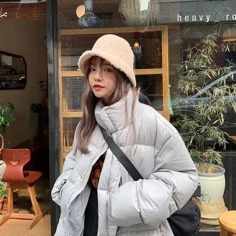 DRAVEN — Lamb Wool Bucket Hat – Unisex Harajuku Winter Style