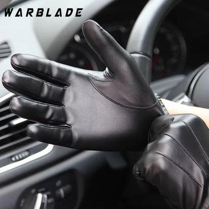 Luxury PU Leather Gloves – Unisex Cashmere Winter Style