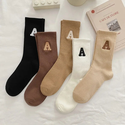 Women's Kawaii Letter A Socks – Warm Korean Style