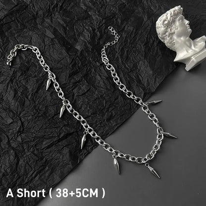 Rivet Cone Pendant Necklace – Titanium Steel Punk Jewelry for Men and Women