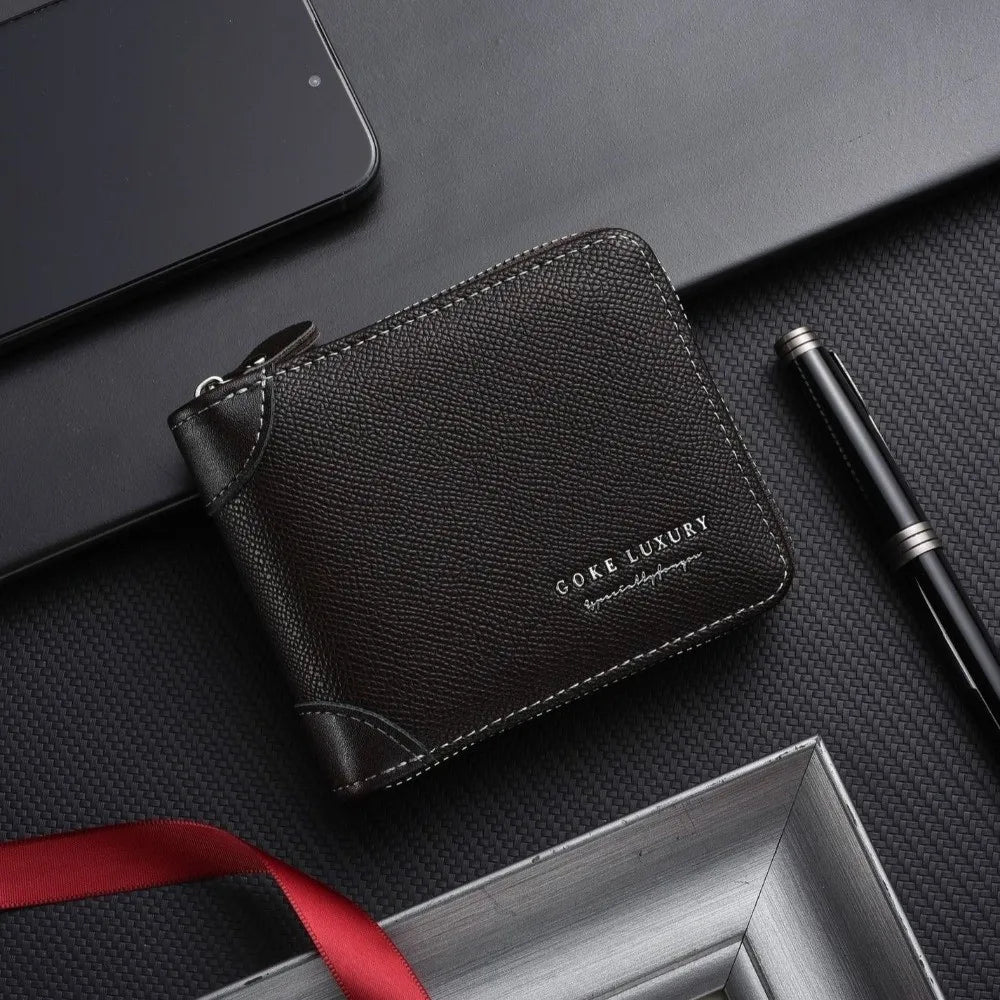 DRAVEN — Luxury PU Leather Wallet Men Zipper Foldable Design