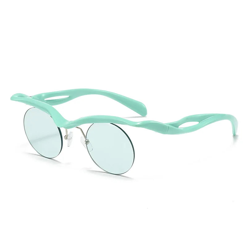 DRAVEN — Rimless Round Sunglasses – Trendy Designer Shape