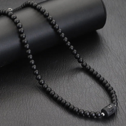 12 Constellations Black Onyx Necklace – Stainless Steel Zodiac Jewelry for Men – Elegant Men's Accessory | Accessorio Uomo Elegante