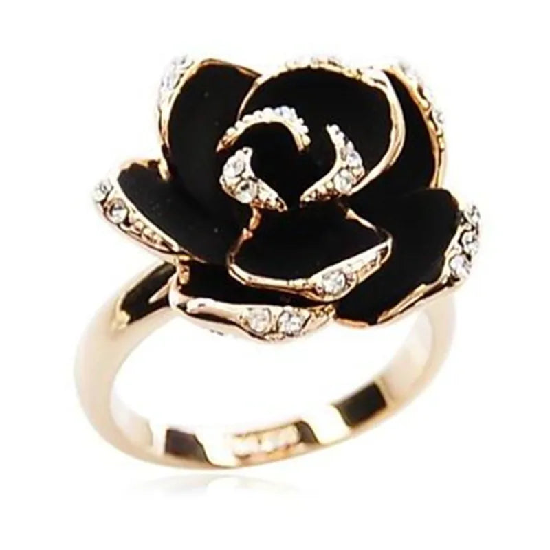 DRAVEN — Black Rose Adjustable Flower Ring