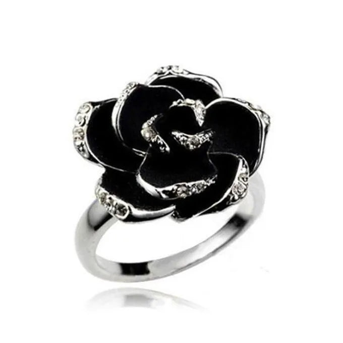 DRAVEN — Black Rose Adjustable Flower Ring