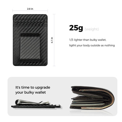 Carbon Fiber Slim Wallet Men 2 in 1 Money Clip Design – Elegant Men's Accessory | Accessorio Uomo Elegante