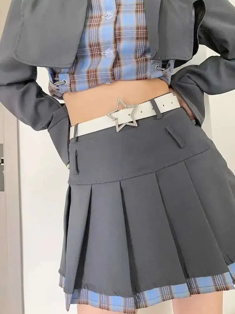 DRAVEN — Y2K Star Buckle Belt Pink Rhinestone Elastic Design